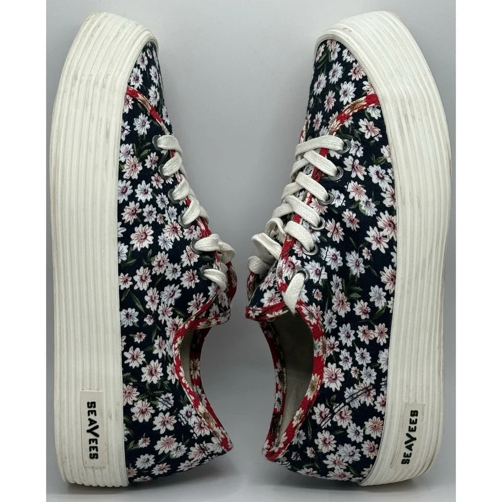 SeaVees Monterey Daisy Patchwork Women Sz 7.5‎ Platform Cottage Core Boho